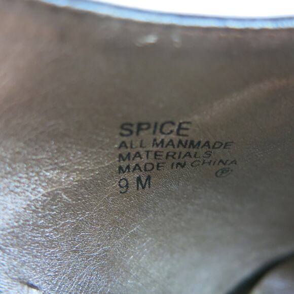 VIGOSS Heels Peep Toe Sling Back Shoes Size 9M Fabric/Patent Leather Brown - Picture 6 of 7